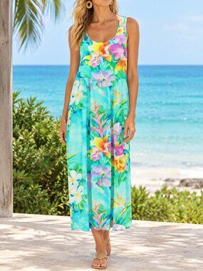 Jams World Volare Market Dress Tropical Floral Maxi XS
